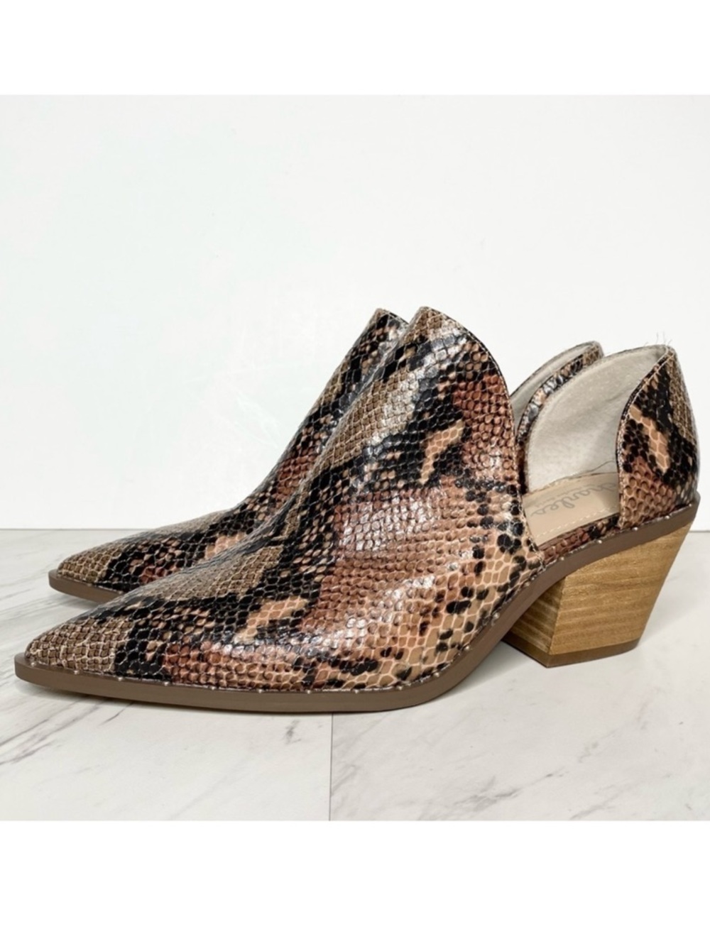 Charles David Snake Faux Leather Split Shaft Bootie 8M